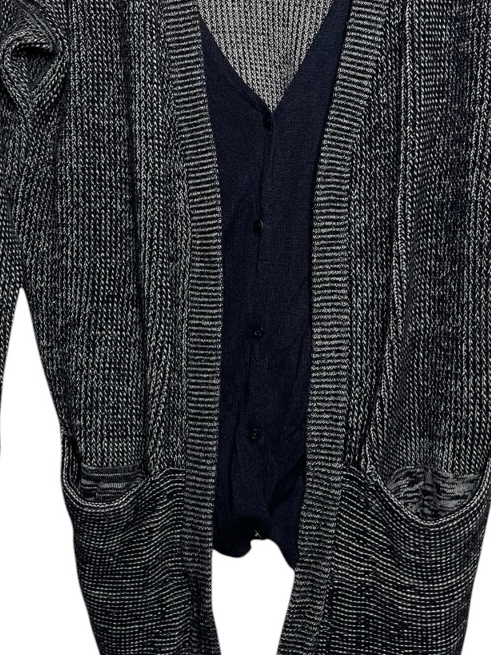 Lululemon Vestigan Heathered Navy Layered Open Front Cardigan Sweater - Picture 6 of 6